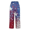thumbnail image 5 of HEILAU Linen Pants for Women American Flag Independence Day 4th Of July Wide Leg Patriotic Elastic Waist Red White And Blue With Pockets Pants, 5 of 5