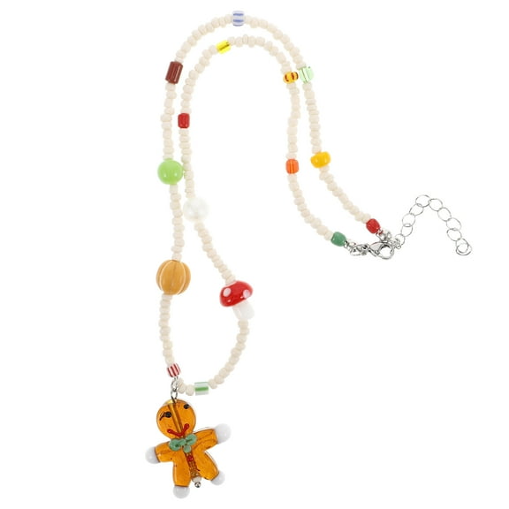 Raindrops Plastic Red Gingerbread Man Necklace Christmas Pendant Charming Holiday Accessory
