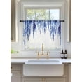 thumbnail image 3 of Sheer Curtains 45 Inch Length, Navy Blue Semi Sheer Curtains Light Filtering Window Treatment, Summer Botanical Leaves Watercolor Privacy Voile Drapes for Living Room Bedroom 52x45 Inch, 3 of 7
