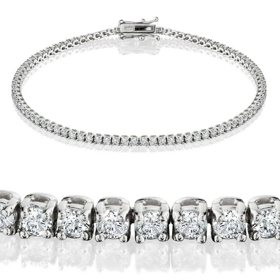 Pompeii 2ct TW Lab Grown Round Brilliant Cut Diamond Tennis Bracelet 14K White Gold 7"