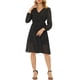 thumbnail image 1 of INSPIRE CHIC Vestido Envolvente de Manga Obispo con Cuello en V Floral Boho para Mujeres S Negro con Puntos, 1 of 6