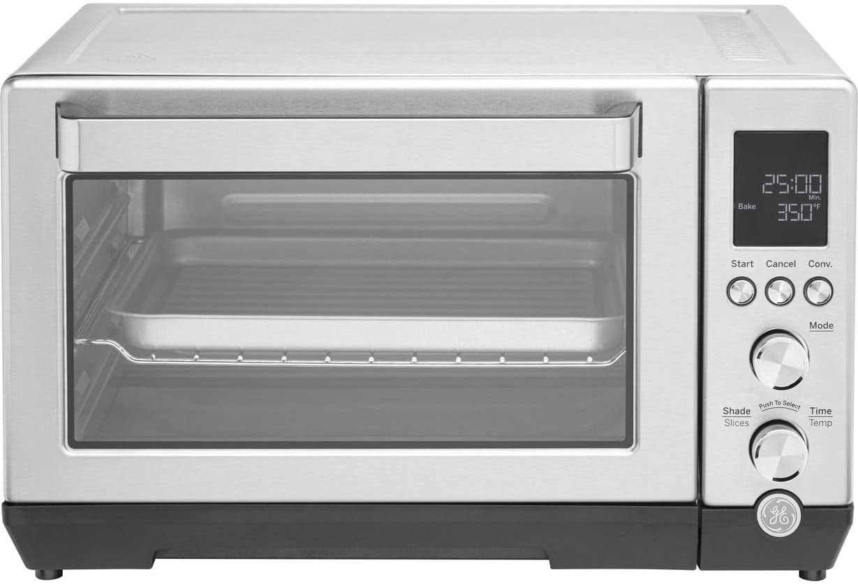 GE - Quartz 6-Slice Toaster Oven with Convection Bake - Stainless Steel
