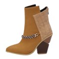 thumbnail image 1 of NECHOLOGY Botas Mujer Zapatos Botines para mujer Color sólido simple Decoración de metal Bloqueo de color Cómodo Tacón grueso Media Punta estrecha Botas de tamaño Botines Botas (Yellow, 9), 1 of 6