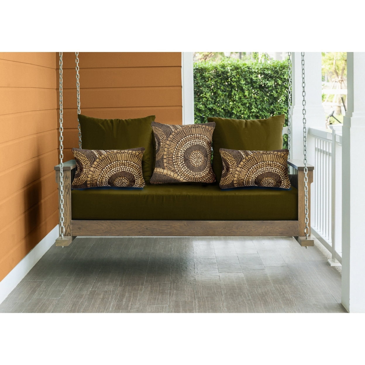 Marina Brown and Beige Square Indoor/Outdoor Pillow 18" x 18"