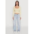 thumbnail image 3 of Women's Lace Detail Scoop Neck Long Sleeve Crop Top, 3 of 5