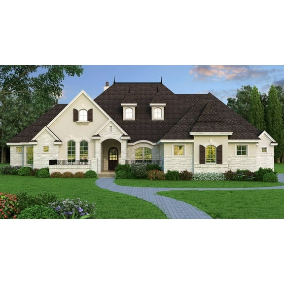 015-1062: Luxury Country 4 Bed, 5 Bath Luxury Home Plan, 4390 Sq Ft: Full Blueprints with License to Build by Home Plan Marketplace - Lesuto