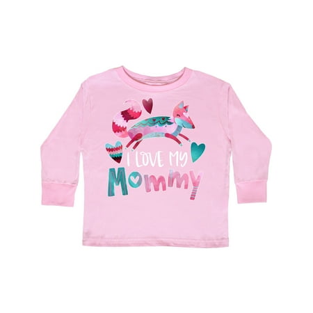 

Inktastic I Love My Mommy Pink and Blue Fox with Hearts Gift Toddler Boy or Toddler Girl Long Sleeve T-Shirt