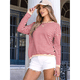 thumbnail image 5 of Suéteres de Mujer de Larga, Cuello Redondo, Rayas de Colores, Suéteres Casuales de Punto Rojo S, 5 of 9