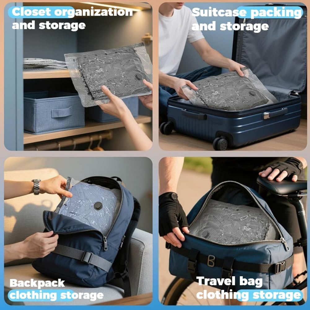 Cordless Travel Vacuum Bag Set with Rechargeable Pump, Space Saver Storage Bags for Clothes, S/M/L Compression Bags for Travel Moving