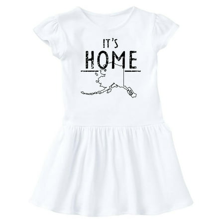 

Inktastic It s Home- Alaska State Outline Distressed Text Gift Baby Girl Dress