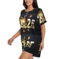 thumbnail image 2 of Haiem 2025 New Year 3 Pattern Pajama Set for Women 2 Piece Lounge Set Short Sleeve Tops and Shorts Soft Sleepwear-Small, 2 of 7