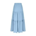 thumbnail image 6 of OSFVNOXV Palazzo Skirts for Women Ruched Elastic Waistband High Waisted Pleated Button A-line Ruffle Swing Maxi Skirts, 6 of 8