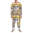 thumbnail image 3 of Naloa A Funny Cat Men’s Pajamas Set - Long Sleeve Button Down Sleep Shirt and Pajama Bottoms Sleepwear Set-XX-Large, 3 of 7