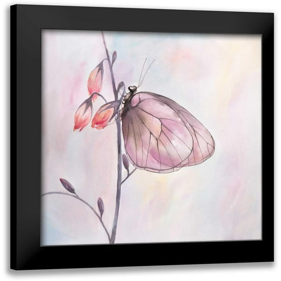 Atelier B Art Studio 12x12 Black Modern Framed Museum Art Print Titled - Watercolor Butterfly