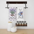 thumbnail image 2 of SPXUBZ Kitchen Towels, Purple and White Plaid Lavender Bicycle Towels for Home Kitchen Holiday Decoration Housewarming Gift Towel Set of 2, 2 of 5