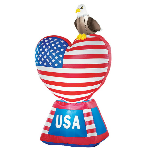 Patriotic Flag Heart 4th of July Outdoor Inflatable Decoration 