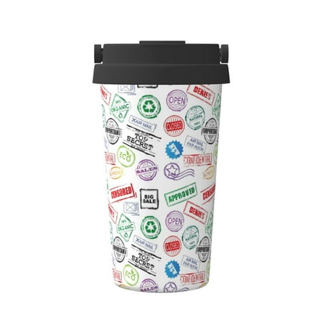 

KLL Stamp Set Collection Pattern Stainless Steel Vacuum Insulated Tumbler - Carry Insulated Coffee Mug - Reusable Insulated Cold Brew Iced Coffee Cup Thermos