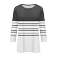 thumbnail image 4 of Fnooota 3/4 Sleeve Tops for Women, Casual Stripe Pullover Spring and Autumn Blouses Dark Gray Size M, 4 of 4