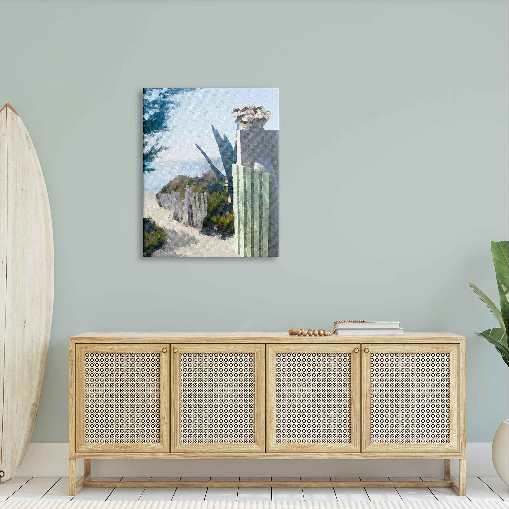 Stupell Industries Beach Shore Boardwalk Summer Ocean Sandy Breeze Painting Gallery Wrapped Canvas Print Wall Art, Design by Noah Bay