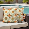 thumbnail image 4 of Fall Thanksgiving Outdoor Waterproof Pillow Covers, Orange Green Pumpkins Botanical Decorative Square Throw Pillowcase Sofa Cushion Sham for Patio/Couch/Chair, 16"x16" 2 Pack, 4 of 8