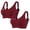 Red, variant on 2 PCS Women's Plus Size Wireless Bralette Floral Rhinestone Full Coverage Bras Support Push Up T-Shirt Bra, 90BCD