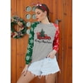 thumbnail image 3 of Anbech Women's Christmas Graphic Tee, Long Sleeve Snowflake Merry Christmas Shirt, 3 of 8
