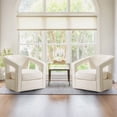 thumbnail image 4 of Furniliving Swivel Accent Chair, Upholstered Barrel Chair with Removable Seat Cushion, Modern Armchair for Living Room Bedroom(White), 4 of 10