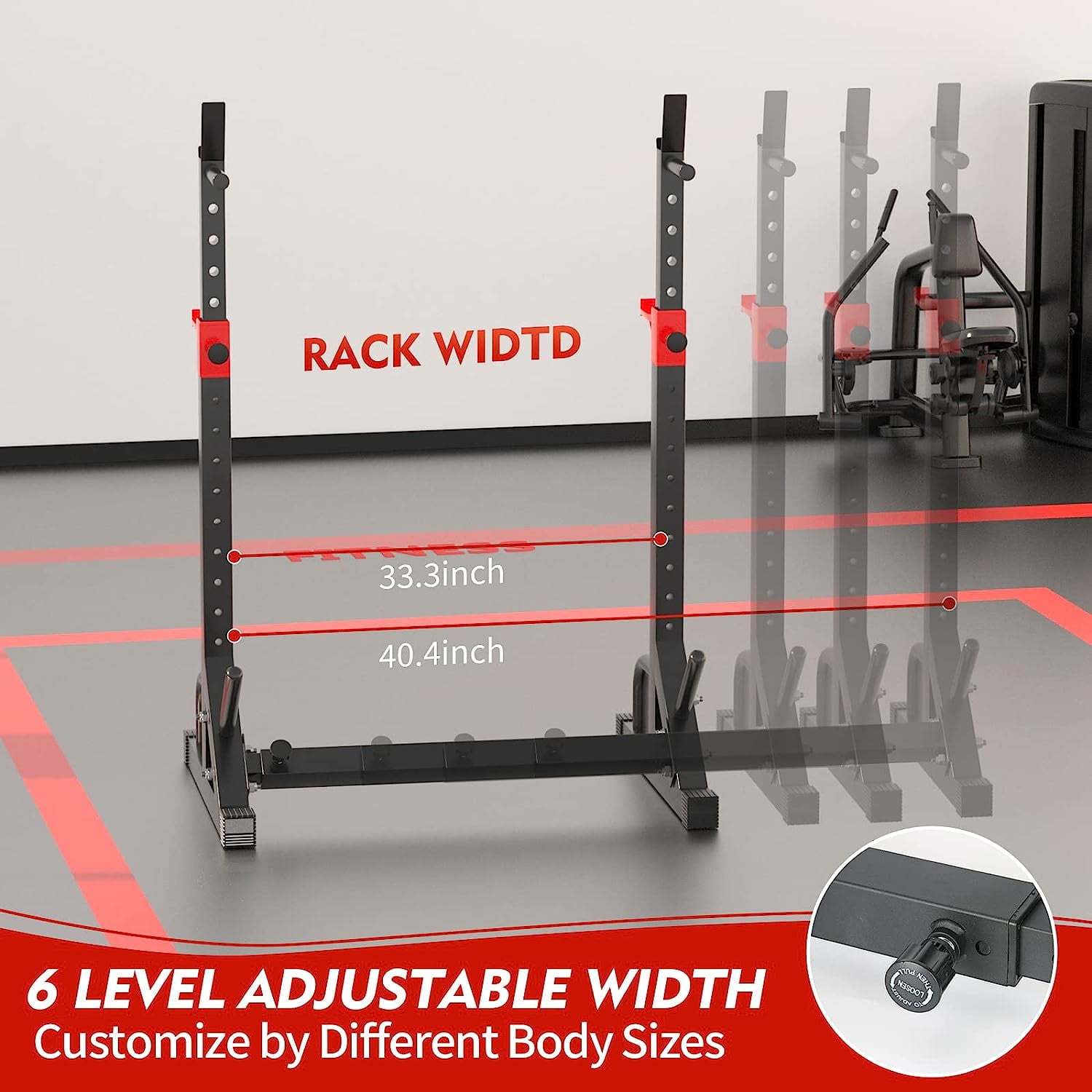 FONBEAR Adjustable Squat Rack, 550 LBS Max Load Squat Rack Stand Multi-Function Weight Lifting Home Gym