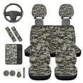 thumbnail image 6 of Binienty Grey Camo Car Seat Covers Full Set Front and Rear Seat Cover Set with 15 Inch Steering Wheel Cover Headrest Covers Seatbelt Pads Armrest Cushion Pad Keychain Car Interior Decor, 6 of 8
