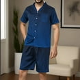 thumbnail image 2 of GERsome Men's 2 Piece Pajamas Sets Short Sleeve Button Down Sleepwear and Shorts Soft Loungewear Sets with Pockets S-2XL, 2 of 5