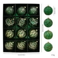 thumbnail image 3 of 12PCS Green and Gold Rustic Christmas Ball Ornaments, 3.14" Vintage Shatterproof Xmas Tree Decorations, Large Neutral Farmhouse Christmas Ornaments Set,Luxury Holiday Balls for Tree, Home Decor (A), 3 of 3