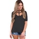 thumbnail image 4 of Blusa de verano informal con cuello de gargantilla de manga corta lisa para mujer S Salvador Top de las mujeres, 4 of 10