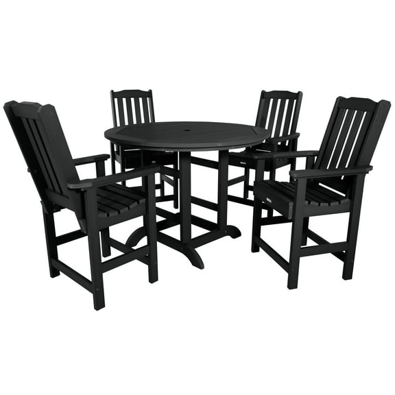 Highwood's 48" Round 5-pc Lehigh Dining Set - Counter Height, Outdoor, Eco-friendly, Synthetic Wood