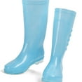thumbnail image 4 of Botas de lluvia altas, antideslizantes, impermeables, de PVC, transparentes, con funda de algodón de felpa, para mujer adulta, color azul 37, 4 of 5