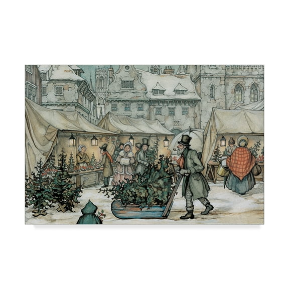 Trademark Fine Art 'A Christmas Sled' Canvas Art by Anton Pieck