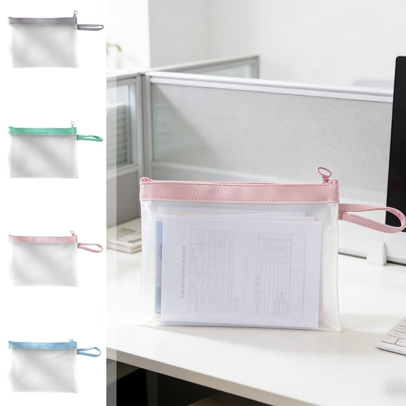 A5 Waterproof Zipper File Bag with Handle, Clear Frosted TPU Document Pouch for Papers, School, Office and Travel Storage