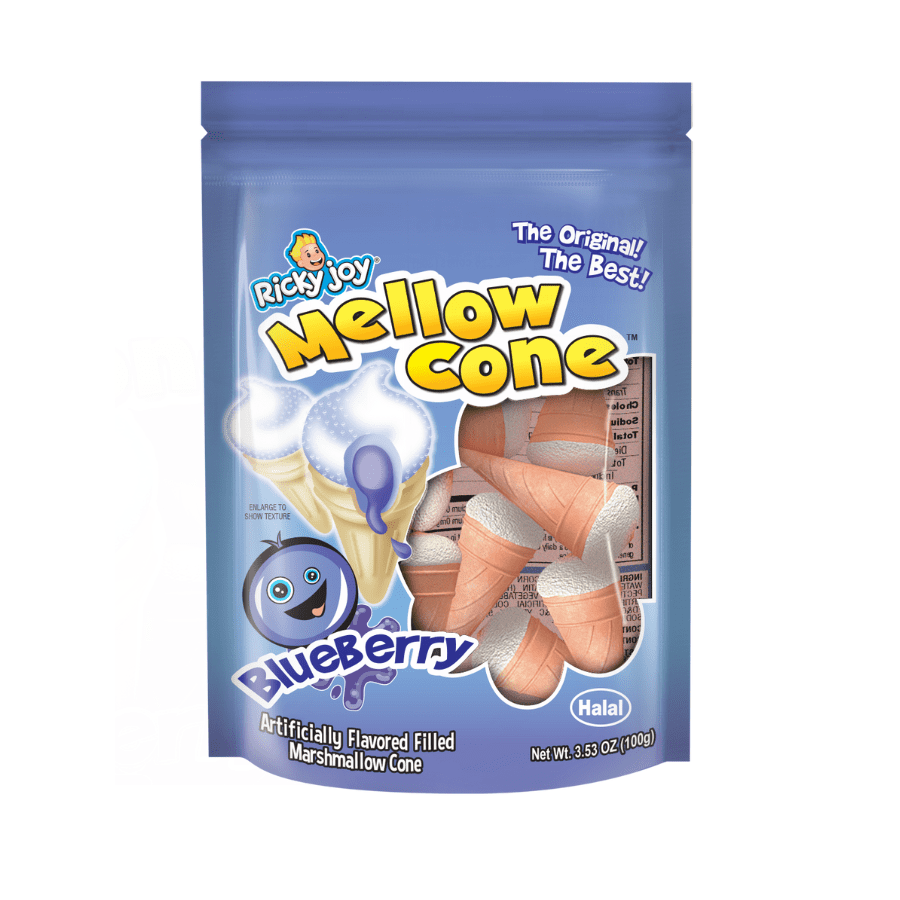Ricky Joy®Mellow Cone™ Blueberry Jelly Filled Marshmallow Cones