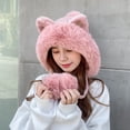 thumbnail image 2 of Gorro de invierno para mujer, gorro de punto cálido, gorro de aviador con pompón de piel, gorro de cazador Ushanka con orejeras, 2 of 6