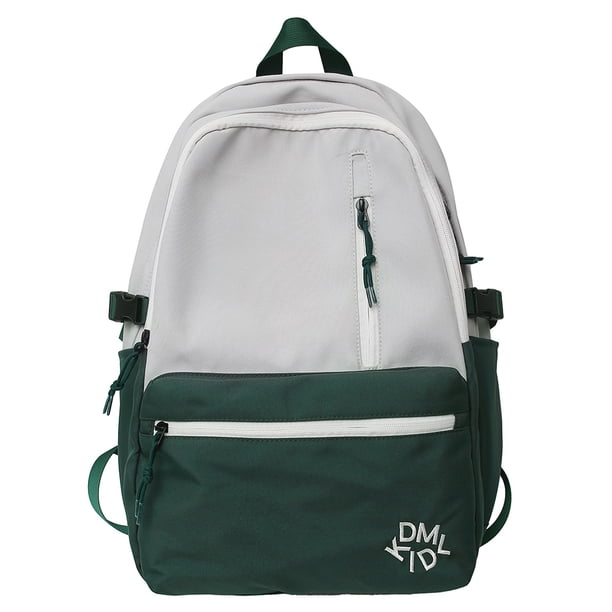 Mochila informal para mujer, mochila escolar de color en contraste con colgante para viaje (verde) Likrtyny Para Estrenar