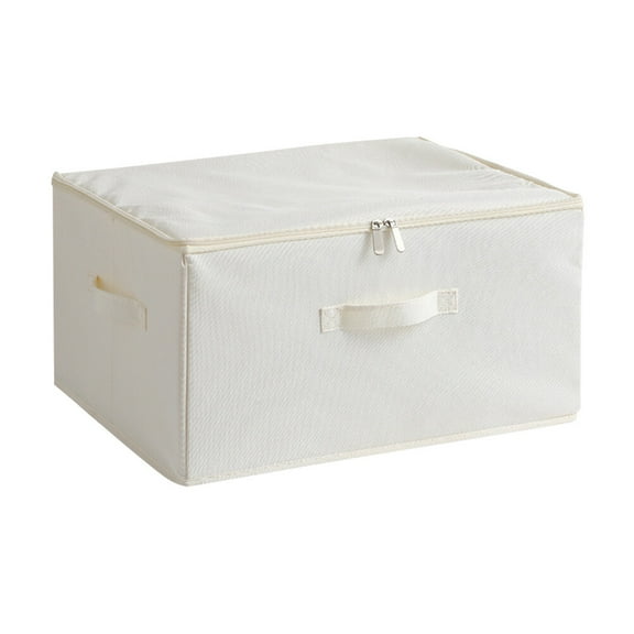 NIAIZEK Foldable Large Capacity White Fabric Storage Bin with Zipper for Clothes