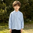thumbnail image 3 of Fozruso Boys Striped Long Sleeve Shirt Soft Breathable Button Up Shirts for Toddler and Kids Daily Wear, 3 of 6
