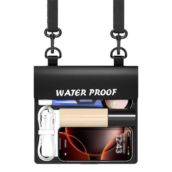 Waterproof Fanny Pack & Phone Pouch, Submersible Bag for Phone & Wallet, Floating Waterproof Phone Case for Beach, Swimming, Boating, Travel Black