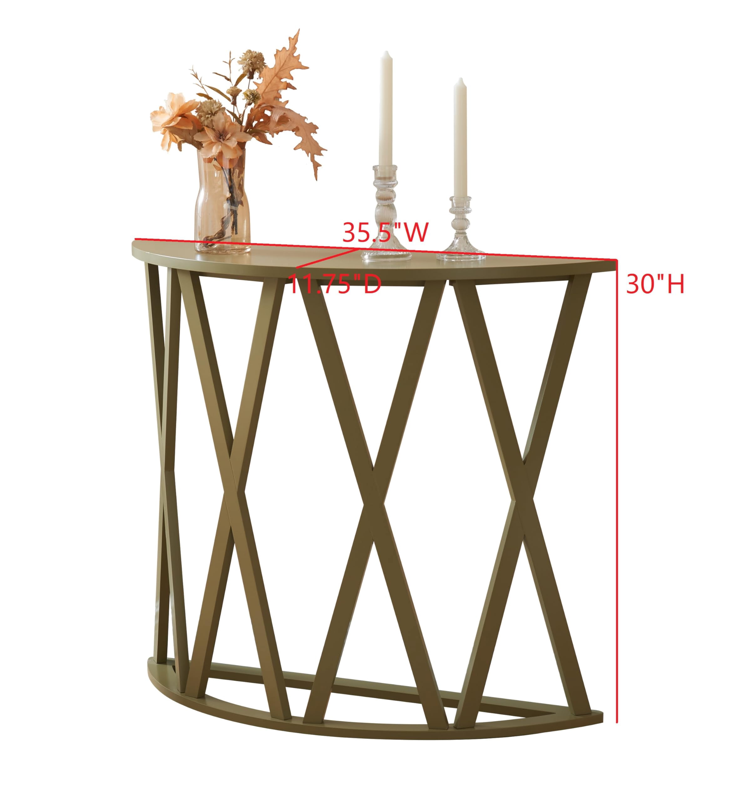 Kings Brand Furniture Vienna Half Moon Wood Console Table for Entryway, Accent Sofa Table for Living Room, Hallway, Foyer, Entrance, Lemon Pepper