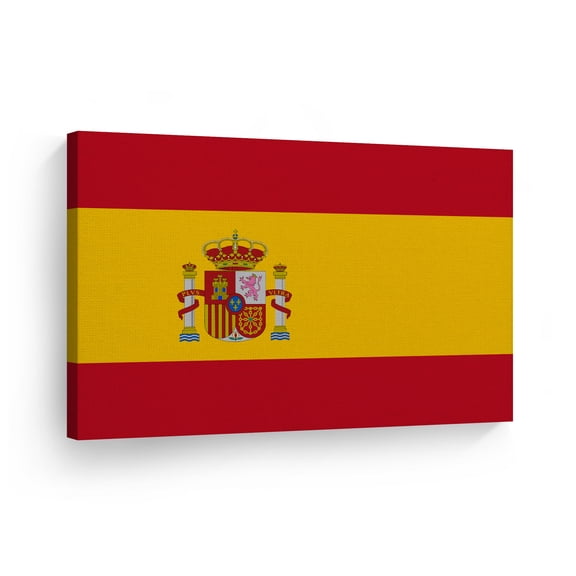 Smile Art Design Spain Flag Canvas Wall Art Print Country Flags Office Living Room Dorm Bedroom Kitchen Man Cave Sports Club Bar Decor Modern Home Decor Ready to Hang Made in USA - 24x36