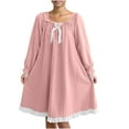 thumbnail image 2 of Winter Warm Fleece Nightgowns for Women Long Sleeve Full Length with Pockets Soft Flannel Pajama Night Dress Pink XL, 2 of 6