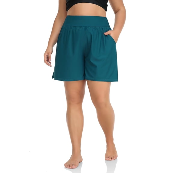 Charmo Plus Size Swim Shorts for Women High Waisted Board Shorts Tankini Swimsuit Bottom with Pockets