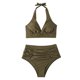 thumbnail image 1 of Mujer cómodo con almohadilla en el pecho sin aros sólido fruncido cuello halter Bikini Split traje de baño OAVQHLG3B Store  lin121212, 1 of 4