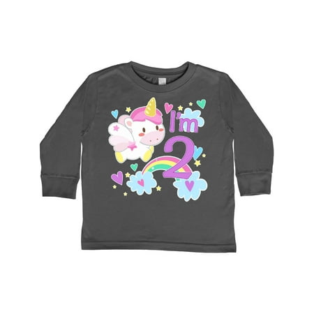 

Inktastic I m Two- cute unicorn birthday Gift Toddler Boy or Toddler Girl Long Sleeve T-Shirt