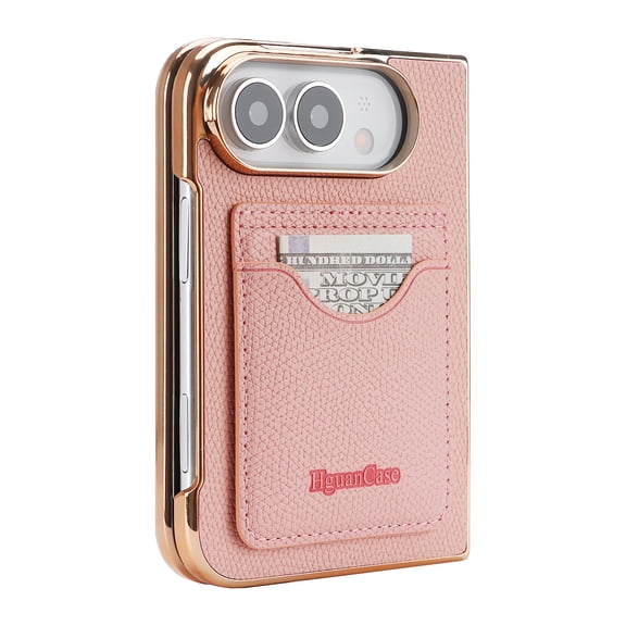 Becova Slim Case for iPhone Ultra/iPhone Fold with Card Holder, PU Leather RFID Blocking Wallet Phone Case Support Wireless Charging Shockproof Protective Back Cover for Women Men, Pink