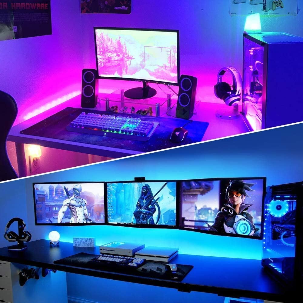 49.2ft RGB LED Light Strips 3528 LED Tape Lights, Color Changing LED Strip Lights for Home Lighting Kitchen Bedroom Decoration with 44 Key IR Remote Controller